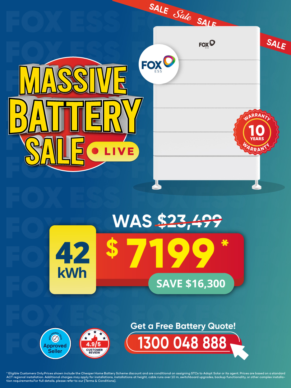 Flash sale flyer for a 6.6 kW solar package with 440W N-type panels, discounted  including a solar battery sale