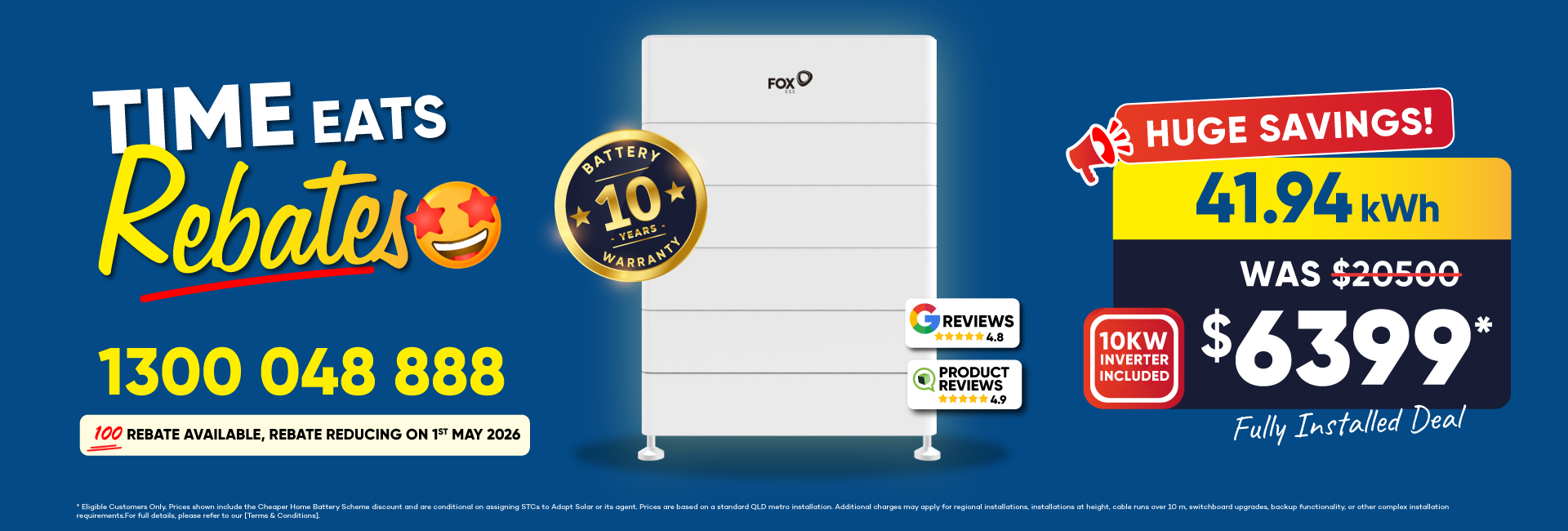 Flash sale poster for a 6.6 kW solar package and battery combo