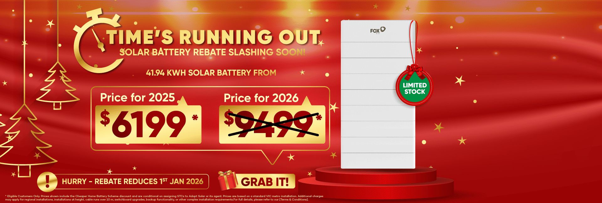 Flash sale on 6.6 kW solar package with battery loan options banner