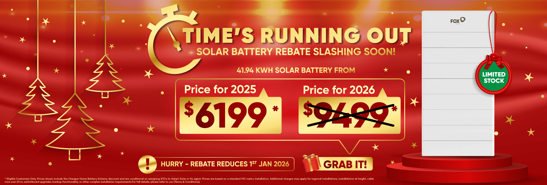 Solar packages and battery combo flash sale banner