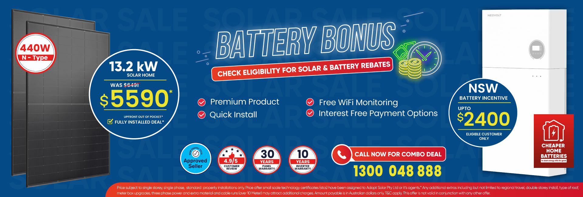 Solar package and battery sale with NSW rebate